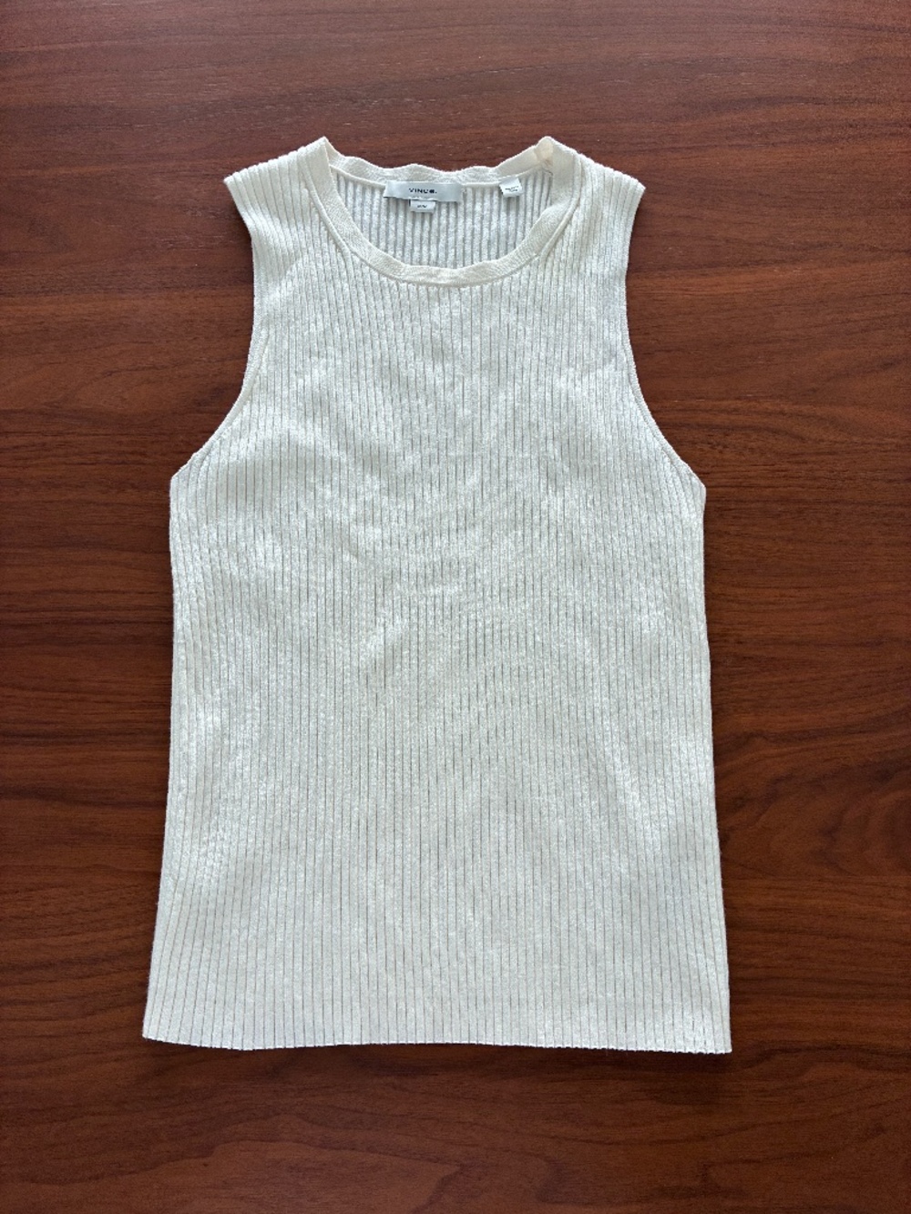 Vince Cream Ribbed Knit Tank Top